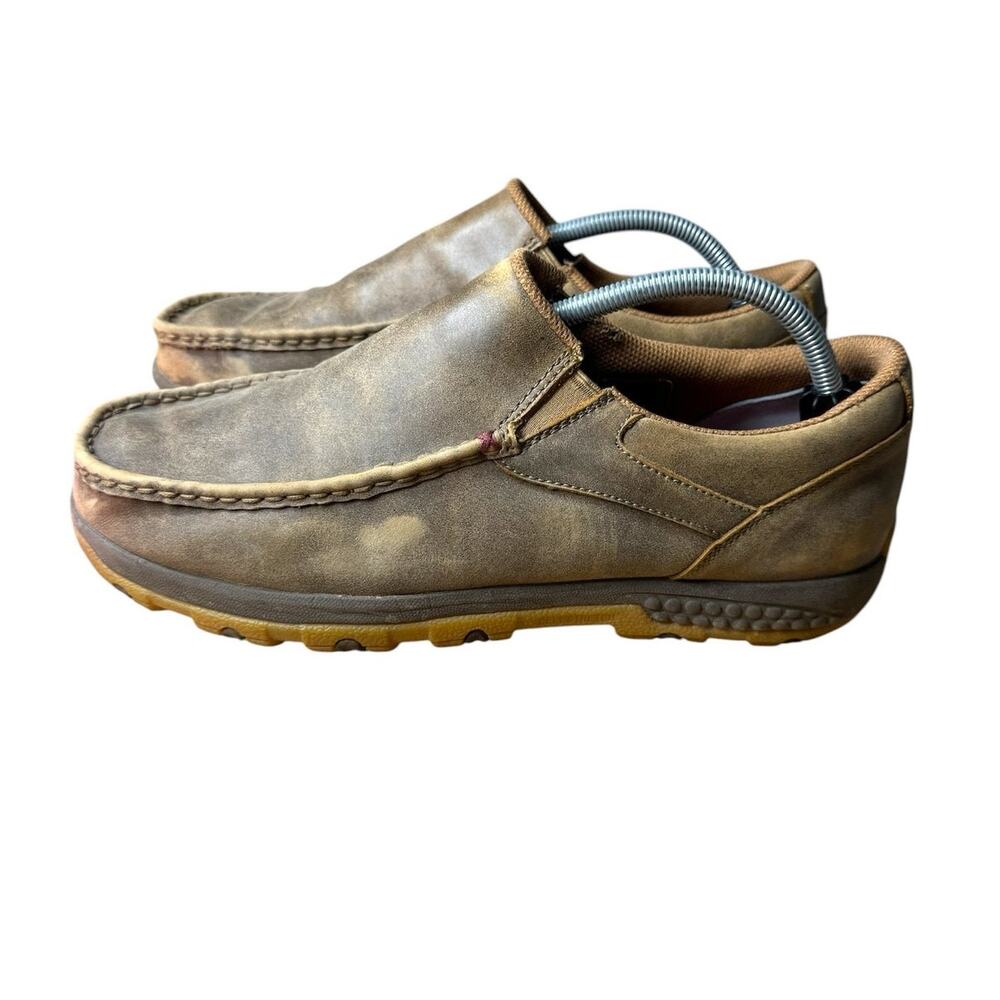Twisted X Driving Moccasins Mens 10.5 Brown Leather Slip On Shoes Loafer MXC0003